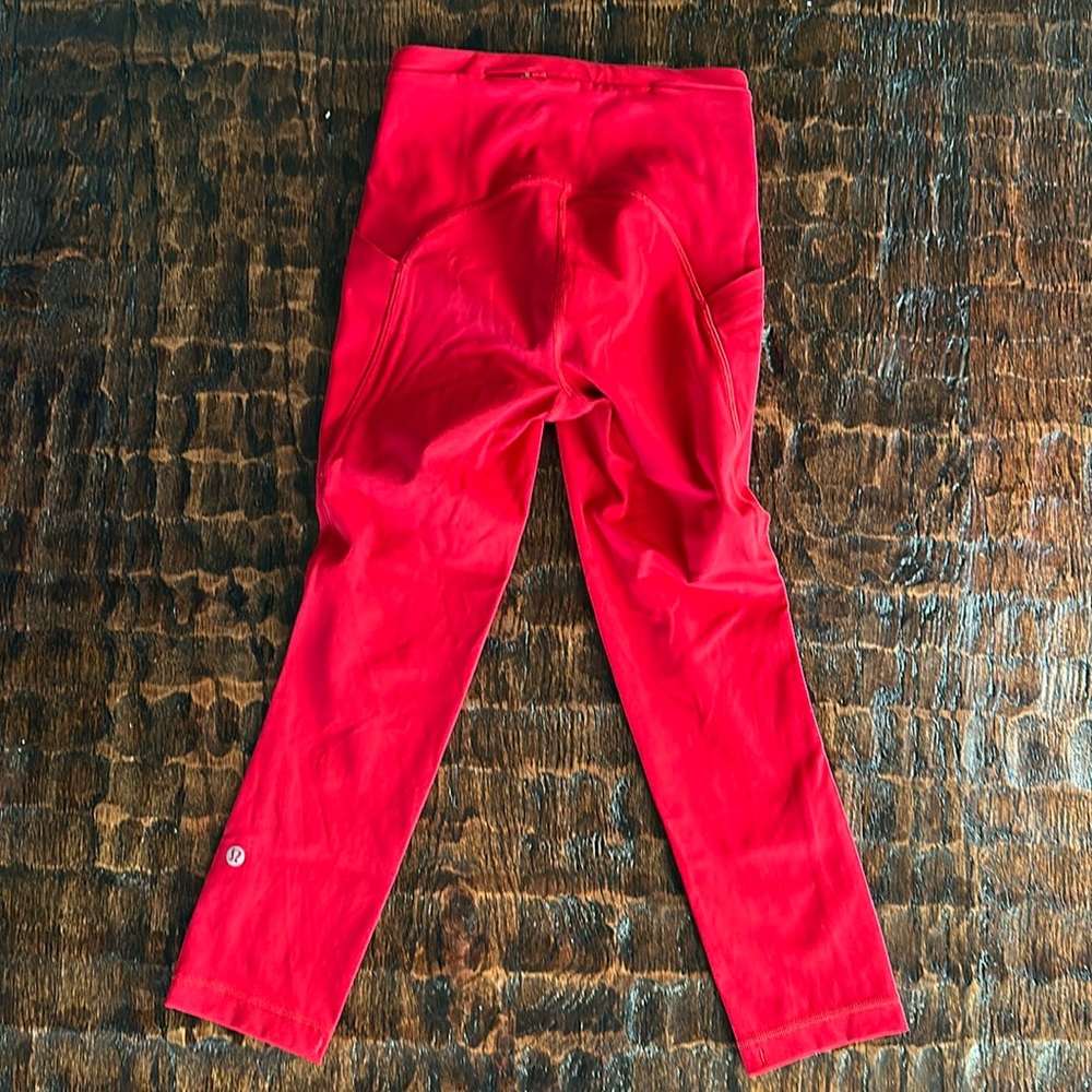 Red Lululemon leggings size 0.